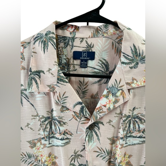 George pink floral short sleeve button down shirt - Picture 2 of 4